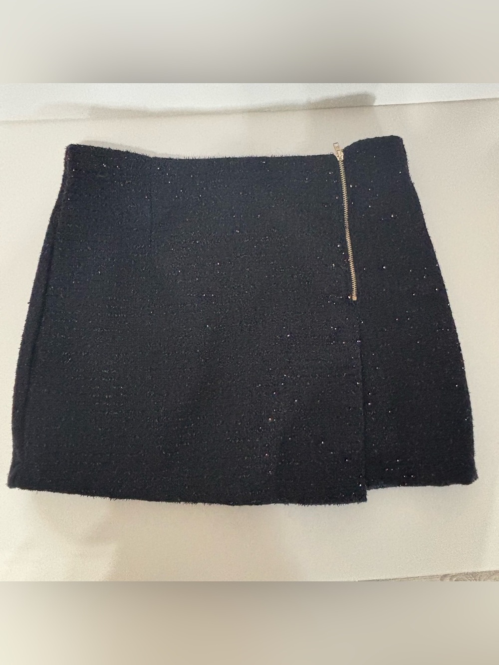 Black Mini Skirt with Decorative Zip Accent Size S